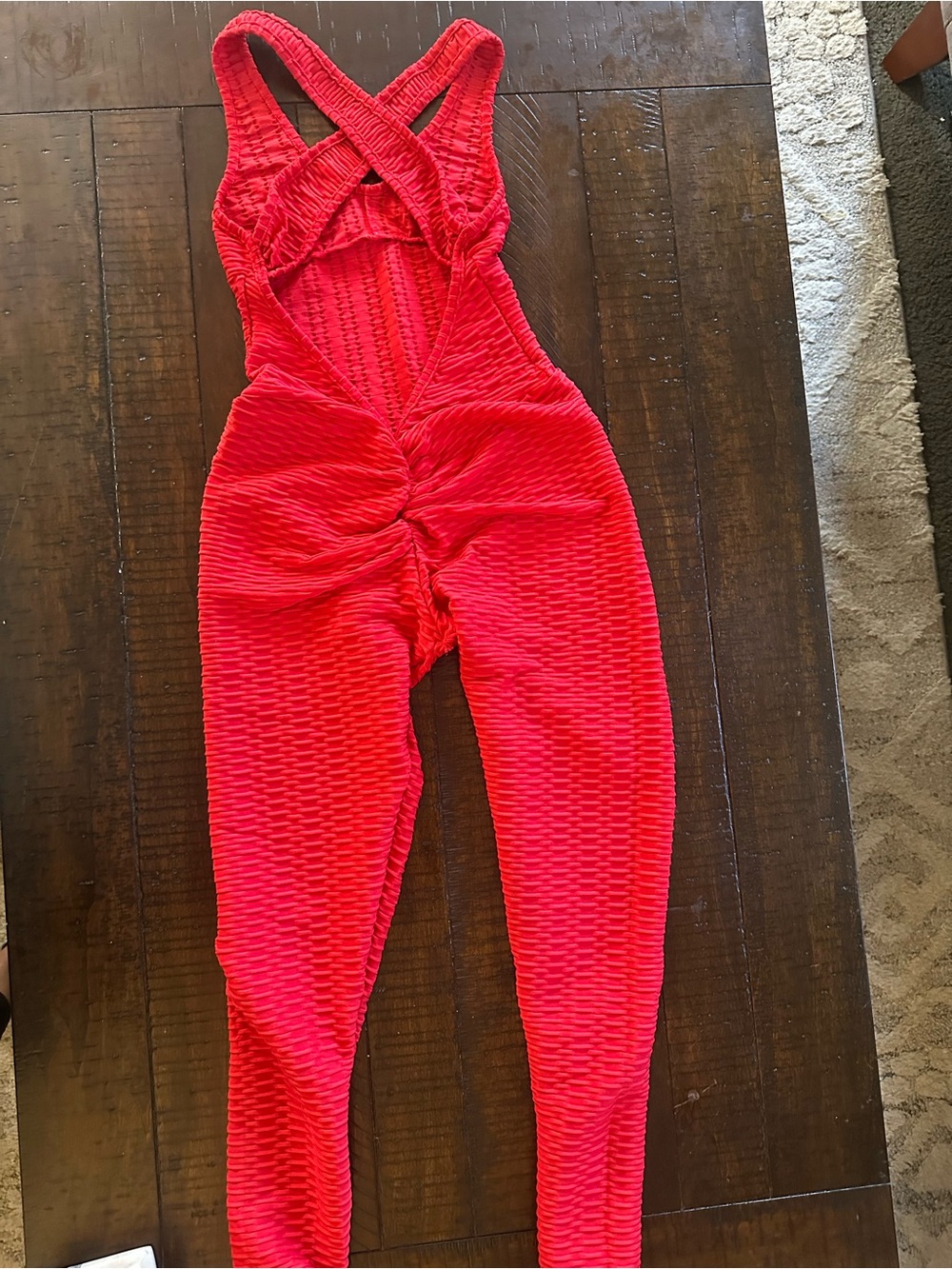 ASOS Red and Black Ribbed Racerback Jumpsuits - Picture 4 of 6